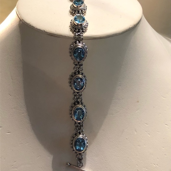 Sterling Silver Blue Topaz Bracelet - Picture 7 of 7